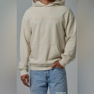 Talentless Embroidered Logo Hoodie | Bone/Cream | Size L | Oversized Fit